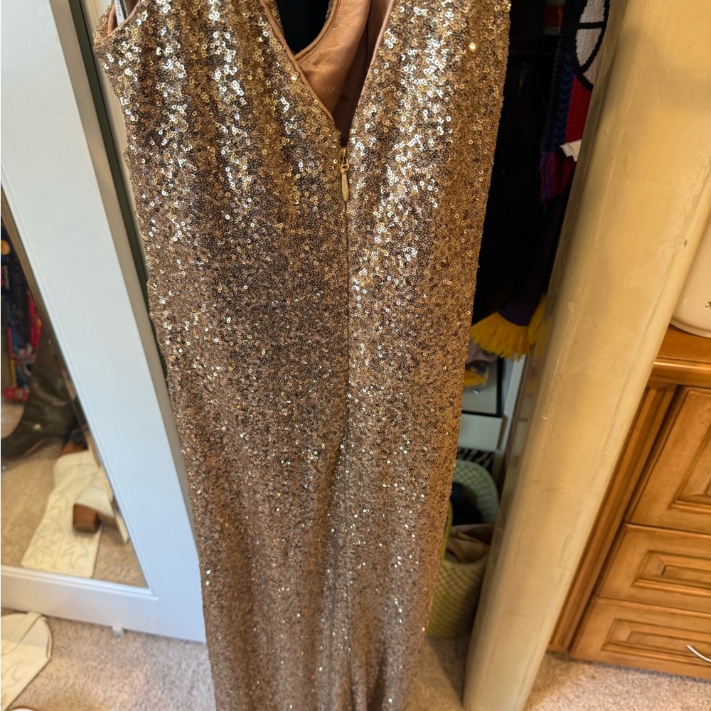 Gold Sequin Sleeveless Gown